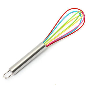 10 Inch Color Handle Silicone Egg Beater Whisk Mixer Kitchen Tool