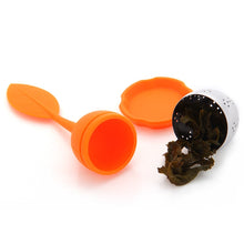 Load image into Gallery viewer, Silicone Handle Leaf Tea Infuser Steel Ball Strainer with Drip Tray