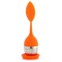 Load image into Gallery viewer, Silicone Handle Leaf Tea Infuser Steel Ball Strainer with Drip Tray