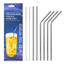 Load image into Gallery viewer, Food Grade Stainless Steel Metal Reusable Drinking Straws Set for Cocktail Latte Iced Tea with 2 Cleaning Brushes