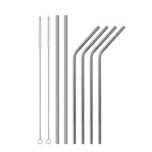 Load image into Gallery viewer, Food Grade Stainless Steel Metal Reusable Drinking Straws Set for Cocktail Latte Iced Tea with 2 Cleaning Brushes