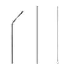 Load image into Gallery viewer, Food Grade Stainless Steel Metal Reusable Drinking Straws Set for Cocktail Latte Iced Tea with 2 Cleaning Brushes