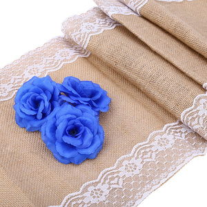 Burlap Lace Hessian Table Runner Natural Jute Wedding Festival Decoration