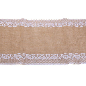 Burlap Lace Hessian Table Runner Natural Jute Wedding Festival Decoration