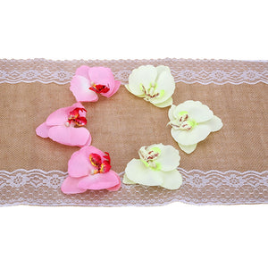 Burlap Lace Hessian Table Runner Natural Jute Wedding Festival Decoration