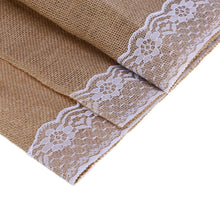 Load image into Gallery viewer, Burlap Lace Hessian Table Runner Natural Jute Wedding Festival Decoration