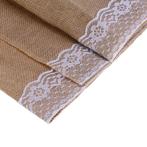 Burlap Lace Hessian Table Runner Natural Jute Wedding Festival Decoration