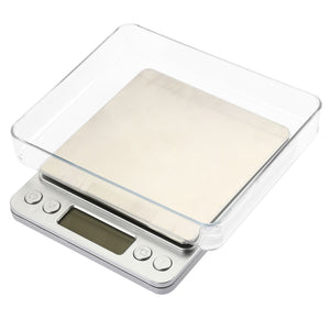 i2000 3kg 0.1g Mini Digital Scale Stainless Steel Platform Blue Backlight Display Weighing Tool with Tray