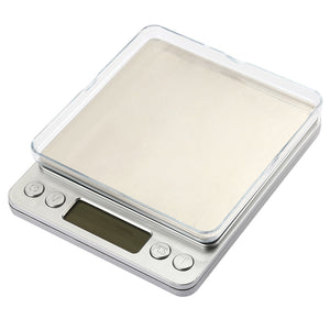 i2000 3kg 0.1g Mini Digital Scale Stainless Steel Platform Blue Backlight Display Weighing Tool with Tray