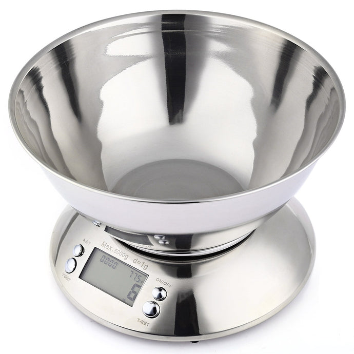 5kg 1g Stainless Digital Electronic Kitchen Food Scale with Alarm Timer Temperature Sensor