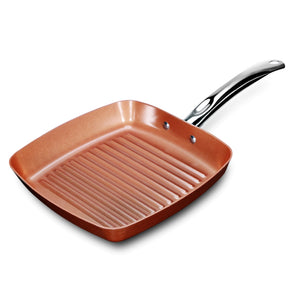 Non-stick Copper Frying Square Grill Pan with Ceramic Coating