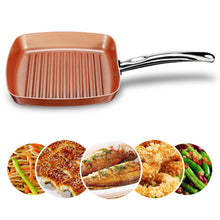 Load image into Gallery viewer, Non-stick Copper Frying Square Grill Pan with Ceramic Coating