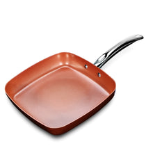 Load image into Gallery viewer, Non-stick Copper Square Frying Pan with Ceramic Coating