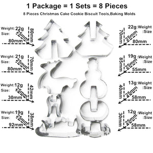 Hoard 8PCS 3D Christmas Scenario Cookie Cutter Mold Set Stainless Steel Fondant Cake Mould