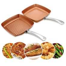 Load image into Gallery viewer, 2pcs Non-stick Copper Frying Pans Square Griddles Skillets