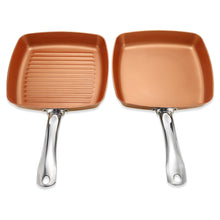 Load image into Gallery viewer, 2pcs Non-stick Copper Frying Pans Square Griddles Skillets