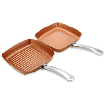 Load image into Gallery viewer, 2pcs Non-stick Copper Frying Pans Square Griddles Skillets