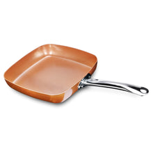 Load image into Gallery viewer, Non-stick Copper Square Frying Pan with Ceramic Coating