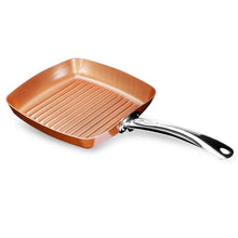 Load image into Gallery viewer, Non-stick Copper Frying Square Grill Pan with Ceramic Coating