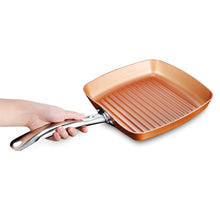 Load image into Gallery viewer, Non-stick Copper Frying Square Grill Pan with Ceramic Coating