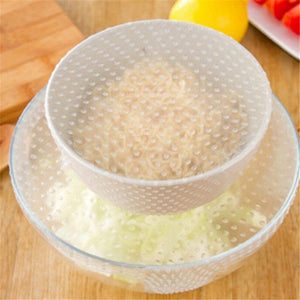 4 Sets of Silicone Food Cling Film Sealed Universal Bowl Cover OPP Bag Packaging