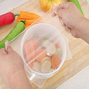 4 Sets of Silicone Food Cling Film Sealed Universal Bowl Cover OPP Bag Packaging