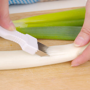 DIHE Onion Cutter Easy Cut Stainless Steel Knife Vegetable Slicer Shredder Chopper Peeler Kitchen Gadget for Scallion Shallot  